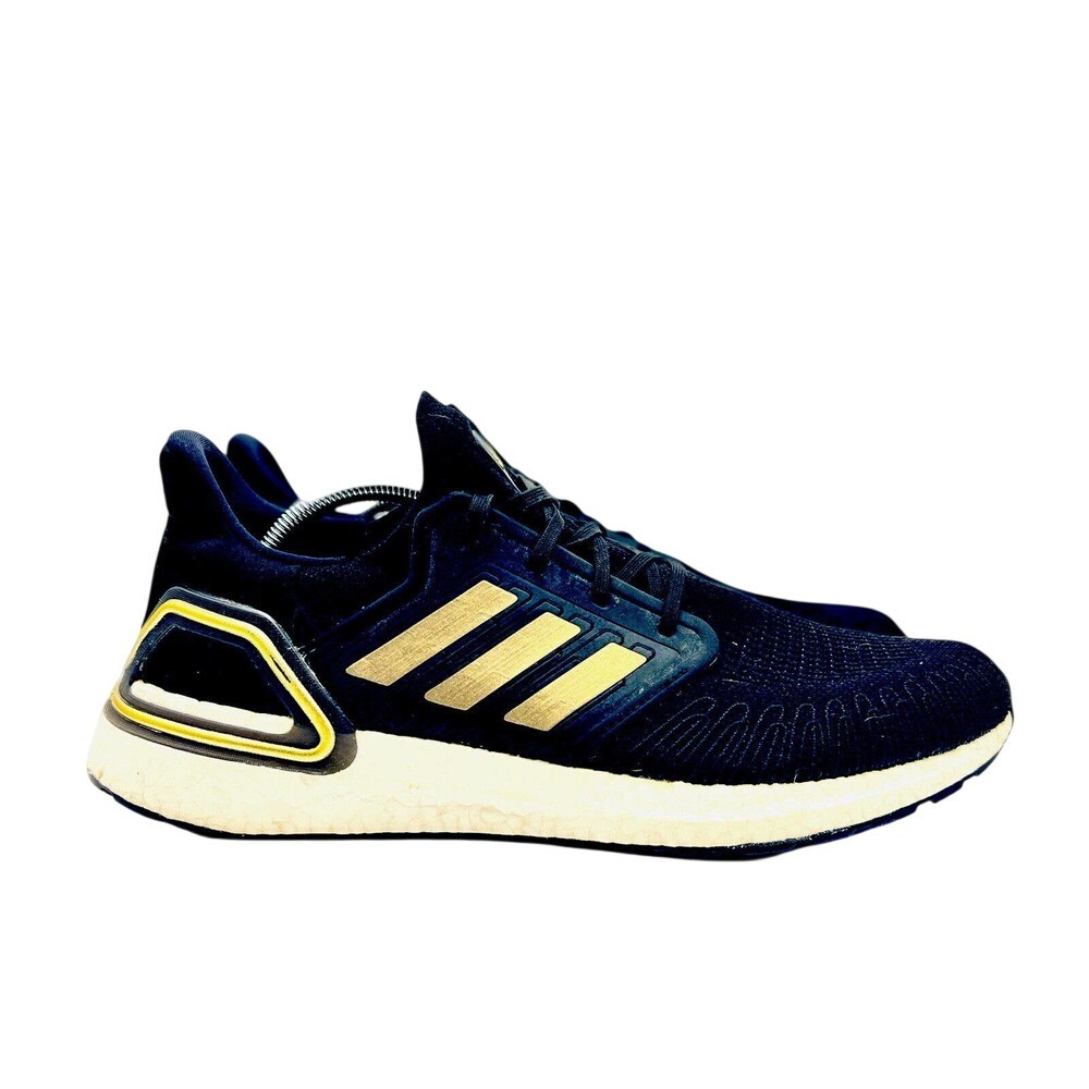 Adidas Ultraboost 20 Primeblue Mens Size 12.5 Shoes Black Gold Metallic EG0754